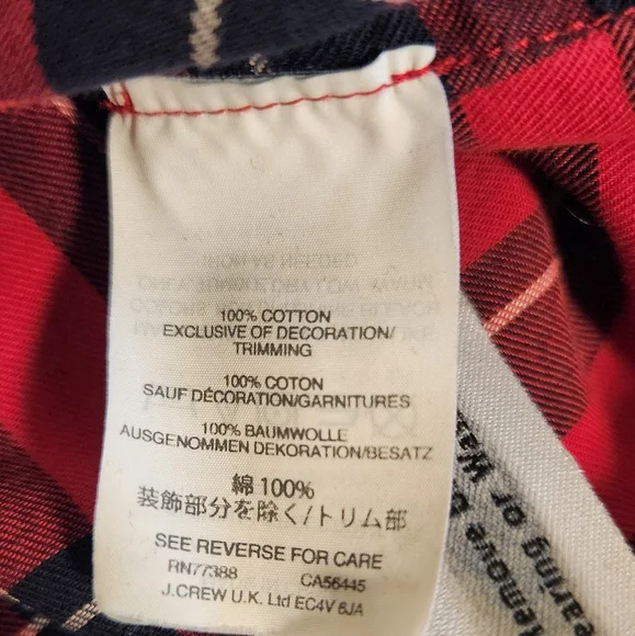 Madewell Red Embroidered CentralShirt in Dahl Plaid Check Top Oversized Size - M - Picture 6 of 7